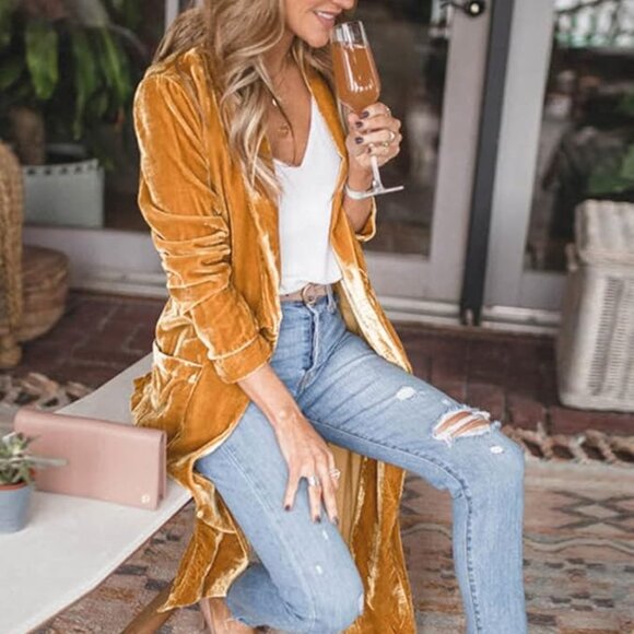 Gold Casual Women's Plush Mid-Length Coat